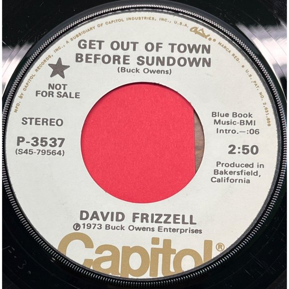 David Frizzell Get Out of Town Before Sundown / Last Night Was 45 Country Promo - Picture 1 of 4